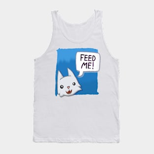 Feed Me! [White Cat With A Blue Background] Tank Top